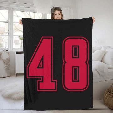 Discover Red Number 48 Team Junior Sports Numbered Fleece Blankets