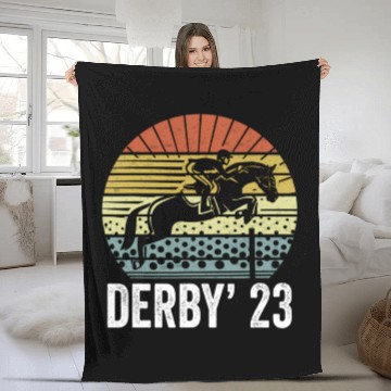 Discover Kentucky Racing 2023 Derby Horse Racing Fleece Blankets