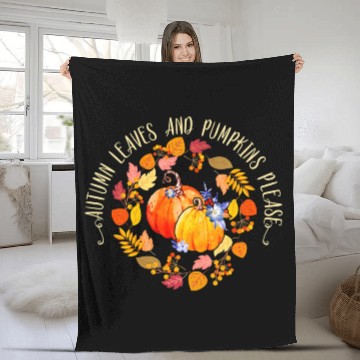 Discover Autumn Leaves and Pumpkins Please Autumn Fall Fleece Blankets