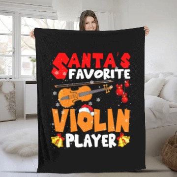 Discover Santa's Favorite Violin Player Xmas Santa Musical Fleece Blankets