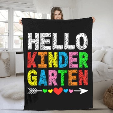Discover Hello Kindergarten Teacher & Student Kinder Back Fleece Blankets