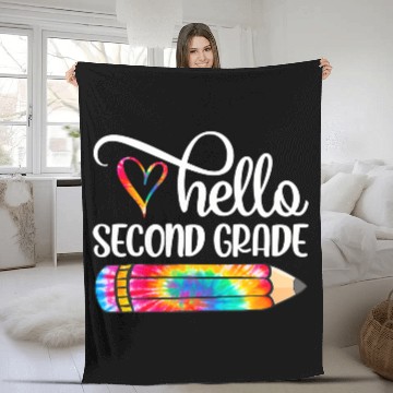 Discover Tie Dye Pencil Hello First Grade Back To School Fleece Blankets