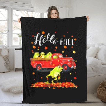Discover Maple Frog Leaf Autumn Happy Fall Y'all Red Truck Fleece Blankets