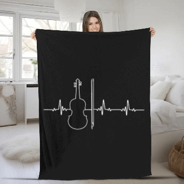 Discover Violin Heartbeat Music Lover For Violin Lovers JT Fleece Blankets