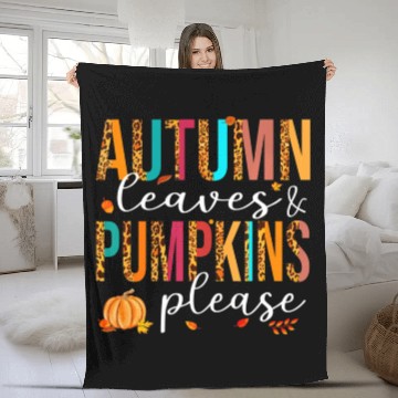 Discover Autumn Leaves And Pumpkins Please Fall Lover Fleece Blankets