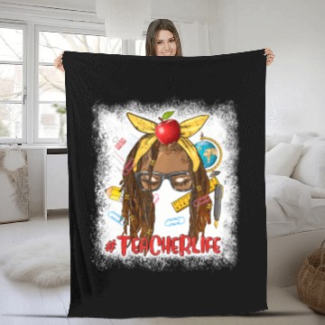 Discover Afro Locs Teacher Life teacher day back to school Fleece Blankets