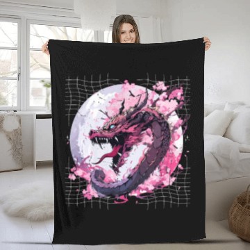 Discover Japanese Dragon Retro Asian Oriental Dragon Cool Fleece Blankets
