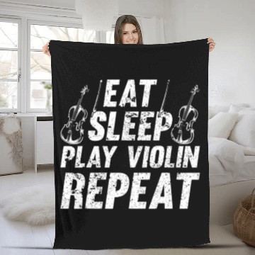 Discover Eat Sleep Play Violin Repeat Violin Instrument Fleece Blankets