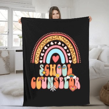 Discover School Counselor Groovy Back to School Fleece Blankets