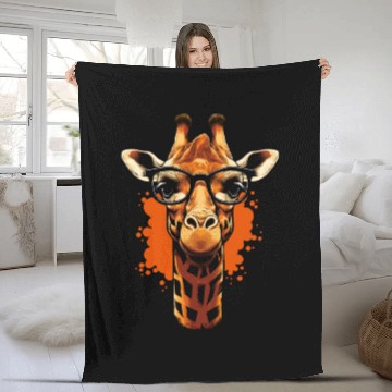 Discover Giraffe with glasses Fleece Blankets