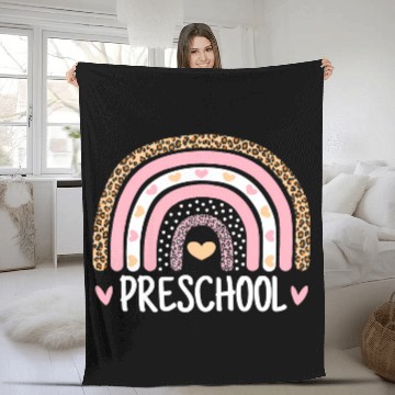 Discover Leopard Rainbow Preschool Teacher Funny Back To Fleece Blankets