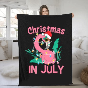 Discover Funny Summer Beach Vacation Christmas In July Fleece Blankets