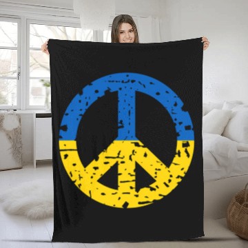 Discover Ukraine Peace Sign Ukrainian Flag Colors Fleece Blankets