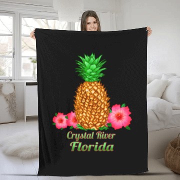 Discover I Love Crystal River Florida Fl Pineapple Floral Fleece Blankets