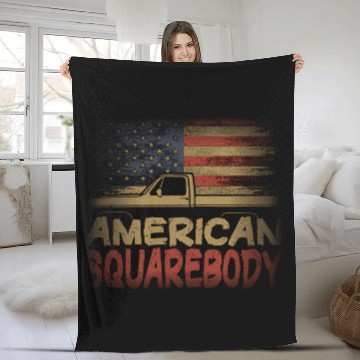 Discover American Flag Square Body American Squarebody Truc Fleece Blankets