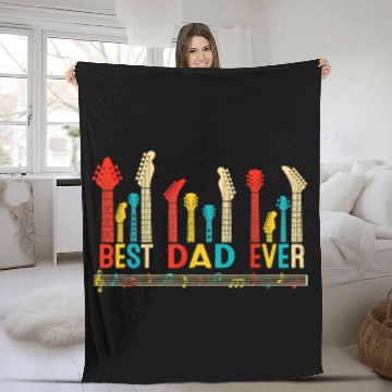 Discover Best Dad Ever Daddy Guitar Vintage Guitar Fathers Fleece Blankets