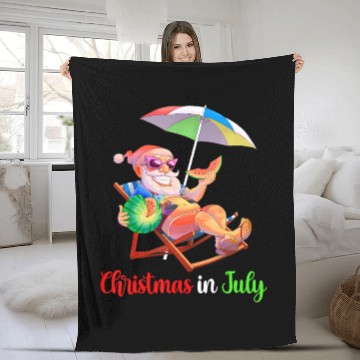 Discover Christmas In July Santa Watermelon Tropical Fleece Blankets