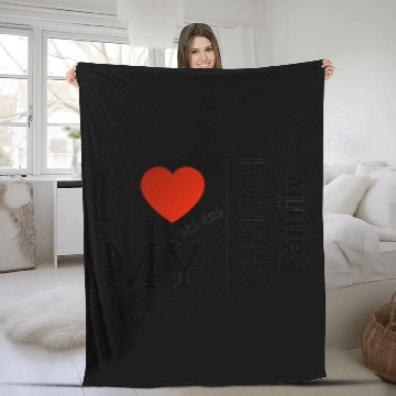 Discover i love my church family Fleece Blankets