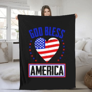 Discover God Bless America Independence Day USA Patriot Fleece Blankets