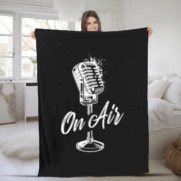 Discover On Air Vintage Microphone For Podcast Radio Fleece Blankets
