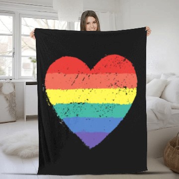 Discover rainbow heart Fleece Blankets