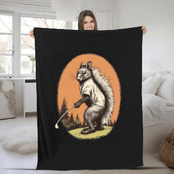 Discover Golfer Skunk Golf Club Golfing Golf Player Weasel Fleece Blankets