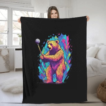 Discover Golfer Grizzly Bear Golf Club Golfing Golf Player Fleece Blankets