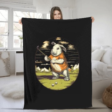 Discover Golfer Guinea Pig Golf Club Golfing Golf Player Fleece Blankets