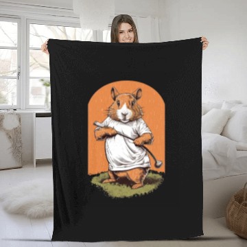 Discover Golfer Guinea Pig Golf Club Golfing Golf Player Fleece Blankets