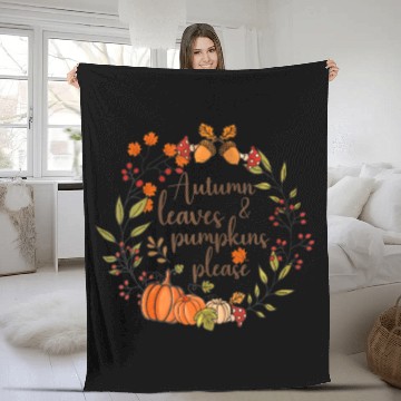 Discover Autumn Leaves And Pumpkins Please Fall Lover Fleece Blankets