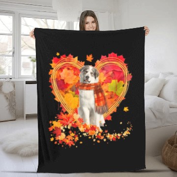 Discover Great Pyrenees With Heart Made Of Autumn Leaves Fleece Blankets