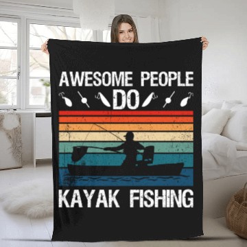 Discover Awesome People Do Kayak Fishing Fleece Blankets