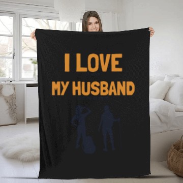 Discover I love my Husband Hiking Backpacking Outdoor Fleece Blankets