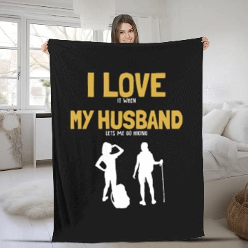 Discover I love my Husband Hiking Backpacking Outdoor Fleece Blankets