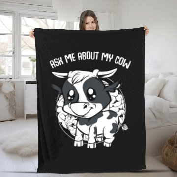 Discover Cow Ask Me About My Cow Funny Farmer Saying Fleece Blankets