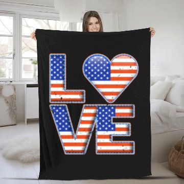 Discover LOVE America Patriotism USA Independence Day Fleece Blankets
