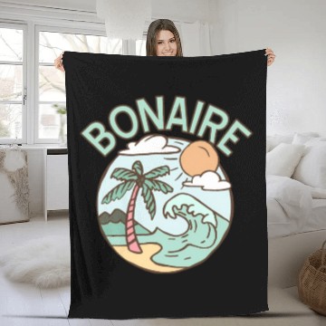 Discover Bonaire Travel Tropical Beach Vacation Fleece Blankets