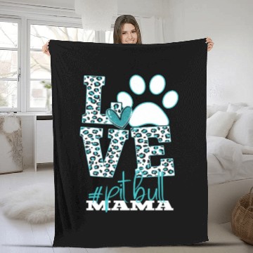 Discover Pitbull Mama Leopard Print Paw Love Fleece Blankets