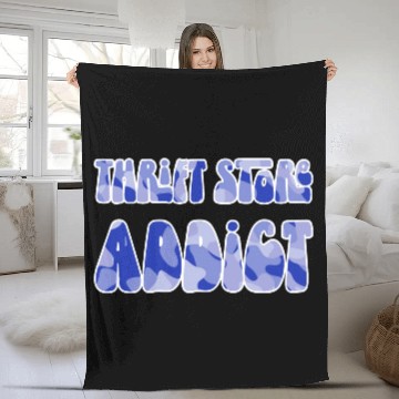 Discover Thrift Store Addict blue camo Fleece Blankets