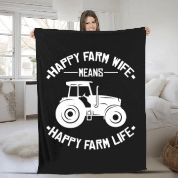 Discover Happy Farm Life Funny Tractor Farmer Fleece Blankets