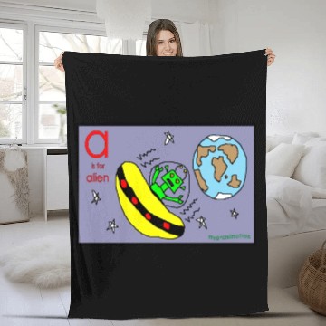 Discover a is for alien Fleece Blankets