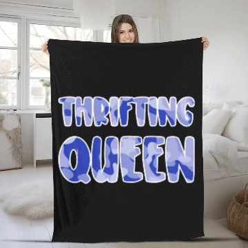 Discover Thrifting Queen blue camo Fleece Blankets