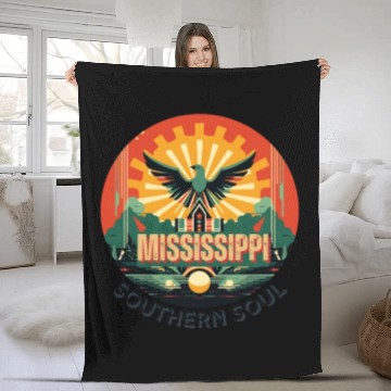 Discover Mississippi vibes Fleece Blankets