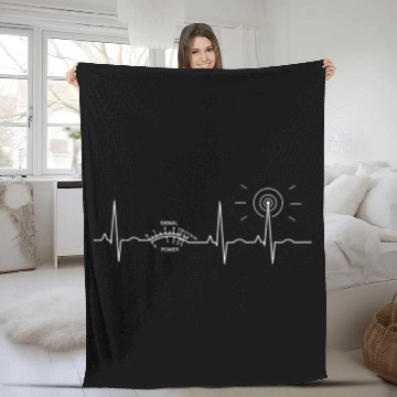 Discover Ham radio heartbeat motif Fleece Blankets