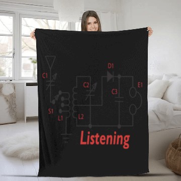 Discover Crystal Radio Design Listening Fleece Blankets