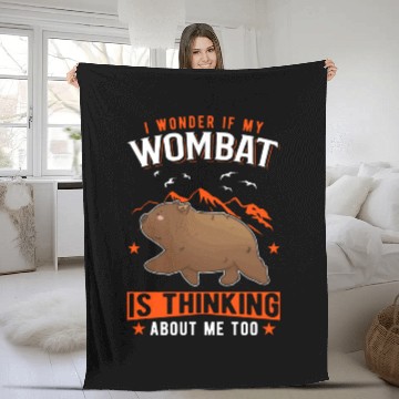 Discover I Wonder If My Wombat Is Thinking About Me Too Fleece Blankets