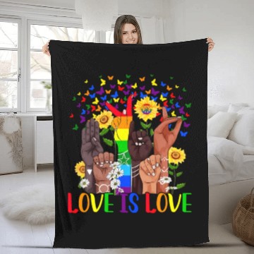 Discover Love Es Love Rainbow Hands And Butterfly Motifs Pr Fleece Blankets