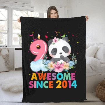 Discover 9 Year Old Awesome Since 2014 Panda 9Th Fleece Blankets
