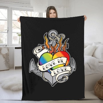 Discover Pride LGBTQ+ Community Love is Love Rainbow Colour Fleece Blankets