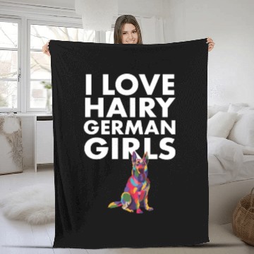 Discover I Love Hairy German Girls Funny German Shepherd Fleece Blankets